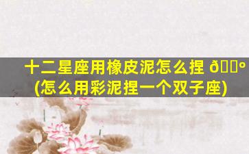 十二星座用橡皮泥怎么捏 🐺 (怎么用彩泥捏一个双子座)